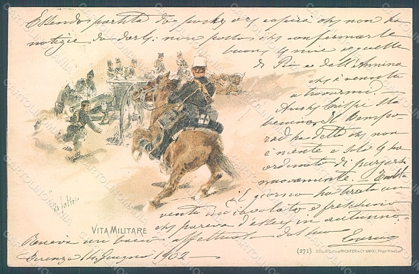 Artist Signed Fattori Military Horse Vita Militare WRINKLES serie 271 pc HR2339 – fronte