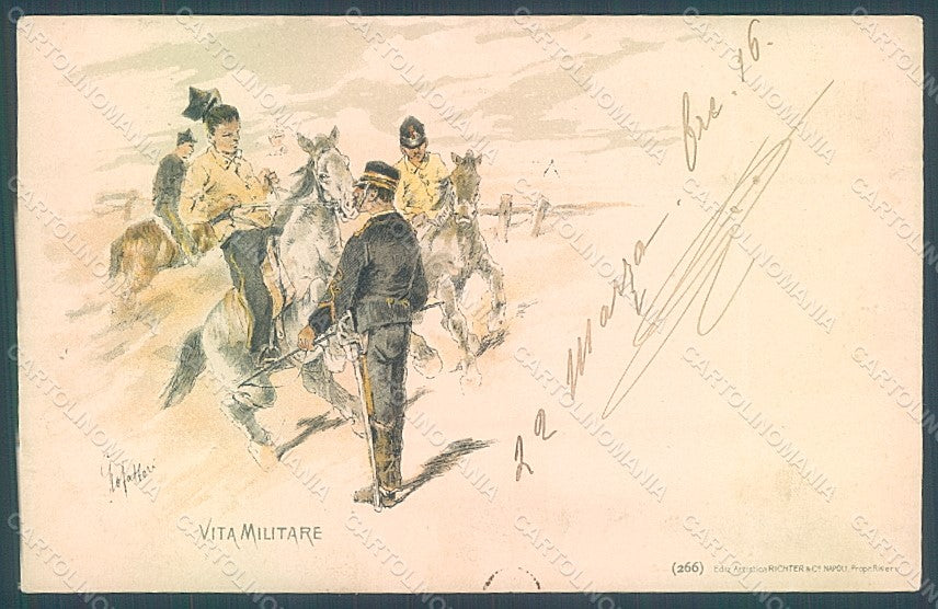 Artist Signed Fattori Military Horse Vita Militare serie 266 postcard HR2341 – fronte
