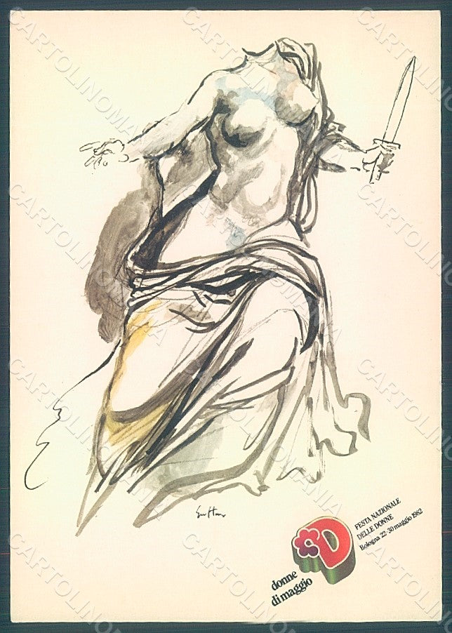 Artist Signed Guttuso Lady Bologna Festa Donne 1982 FG postcard HR2354 – fronte