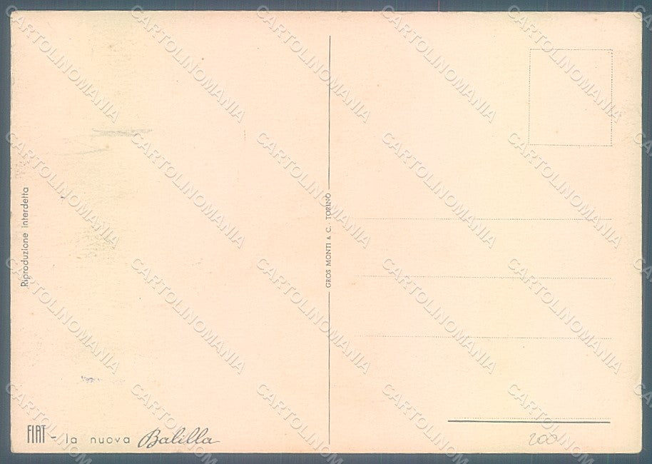 Artist Signed Dudovich Lady Car Fiat Balilla FG postcard HR2355 – retro