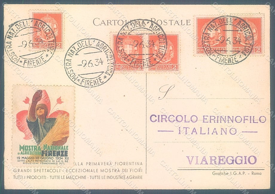 Artist Signed Dudovich Fascism Man Expo Agriculture Firenze 1934 FG pc HR2356 – retro