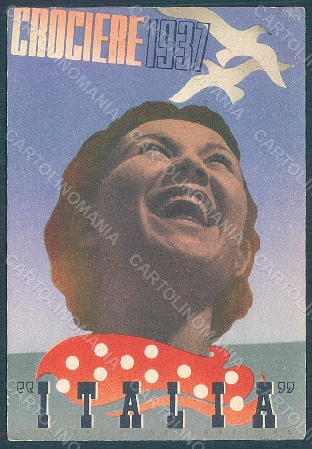 Artist Signed Carboni Lady Italian Cruises Crociere Italia FG postcard HR2358 – fronte