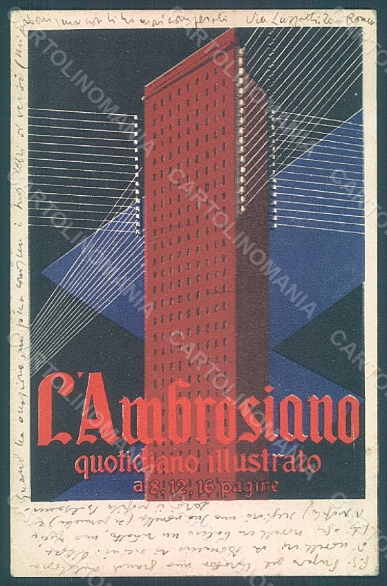 Artist Sironi Futurism Newspaper Advertising Ambrosiano CORNER CREASES pc HR2360 – fronte
