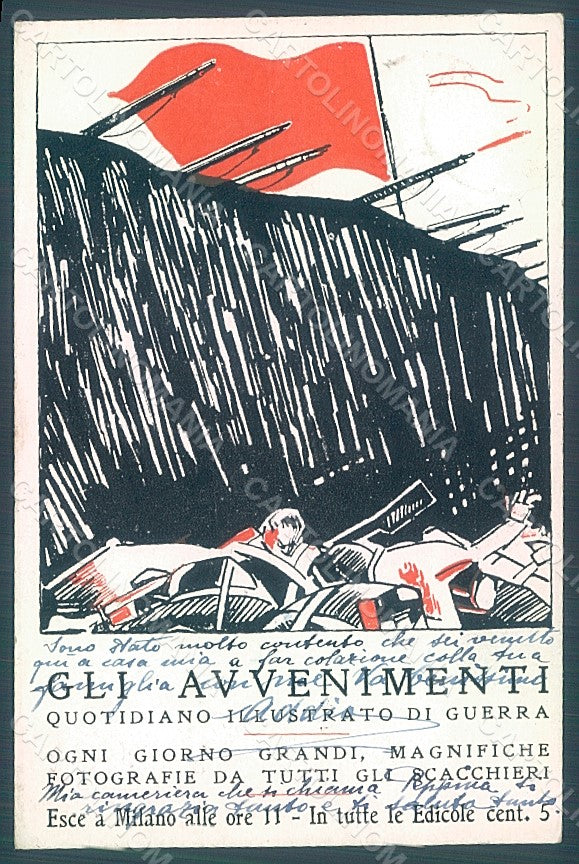 Artist Signed Sironi Futurism Newspaper Gli Avvenimenti WWI Soldier pc HR2364 – fronte