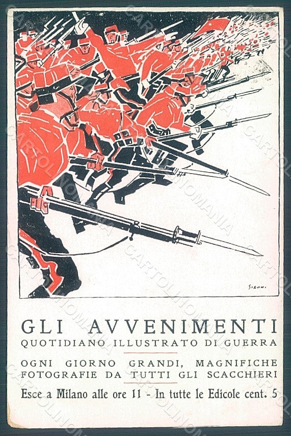 Artist Signed Sironi Futurism Newspaper Gli Avvenimenti WWI Soldier pc HR2365 – fronte
