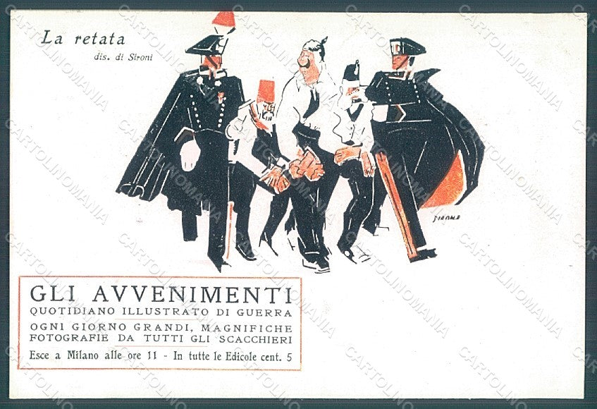 Artist Sironi Futurism Newspaper Avvenimenti WWI Kaiser Carabinieri pc HR2366 – fronte