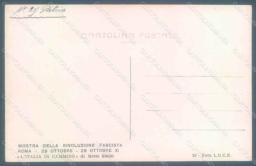 Artist Signed Sironi Fascism EXPO Roma Italia in Cammino RPPC postcard HR2369 – retro
