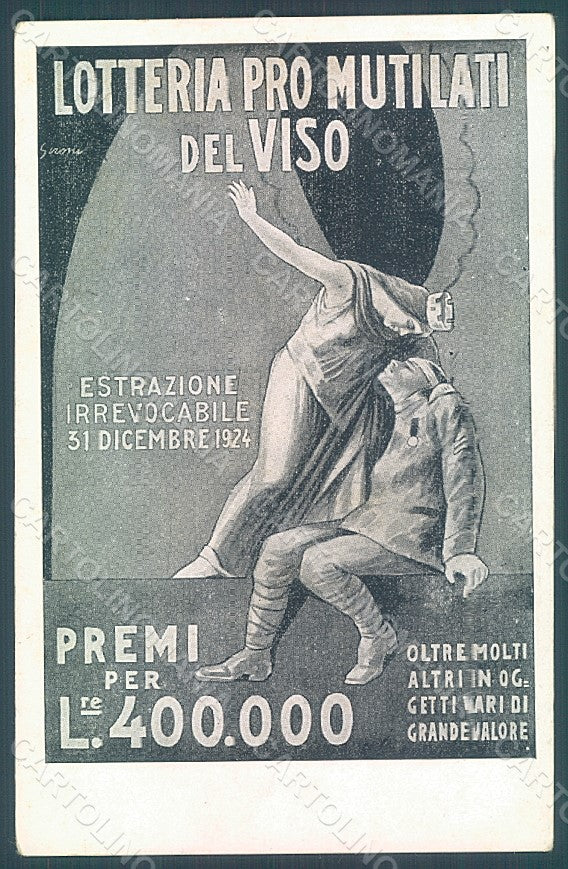 Artist Sironi Fascism Propaganda Lotteria Mutilati Viso Milano 1924 pc HR2372 – fronte