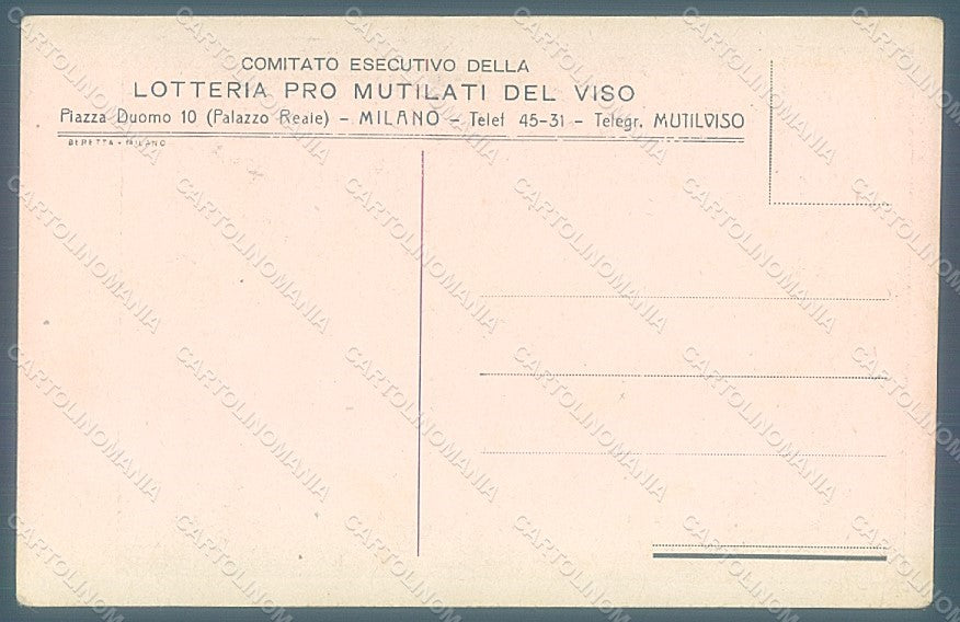 Artist Sironi Fascism Propaganda Lotteria Mutilati Viso Milano 1924 pc HR2372 – retro