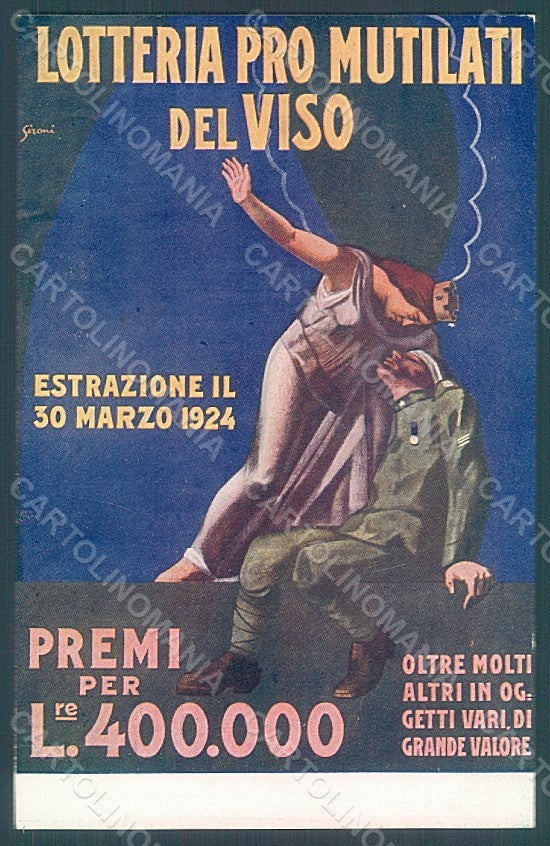 Artist Sironi Fascism Propaganda Lotteria Mutilati Viso Milano 1924 pc HR2374 – fronte