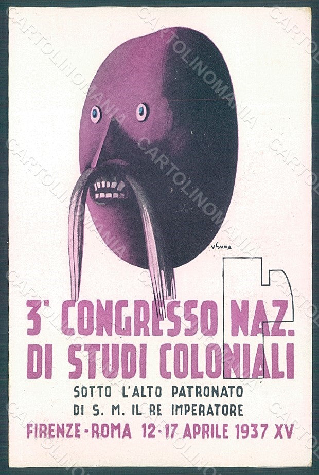 Artist Signed Venna Fascism III Congresso Studi Coloniali 1937 FG pc HR2382 – fronte