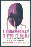 Artist Signed Venna Fascism III Congresso Studi Coloniali 1937 FG pc HR2382 – fronte