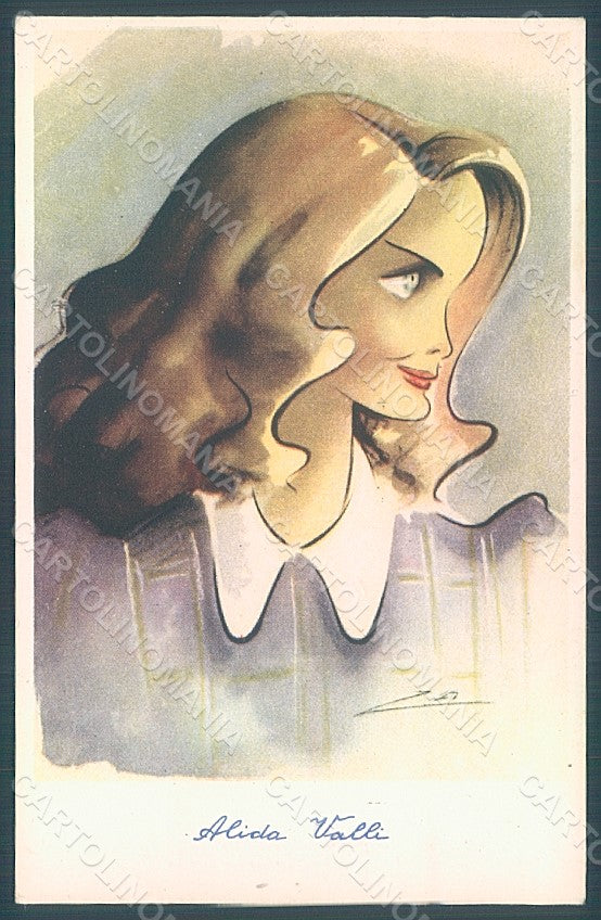 Artist Signed Za Italian Actress Alida Valli Caricature postcard HR2383 – fronte