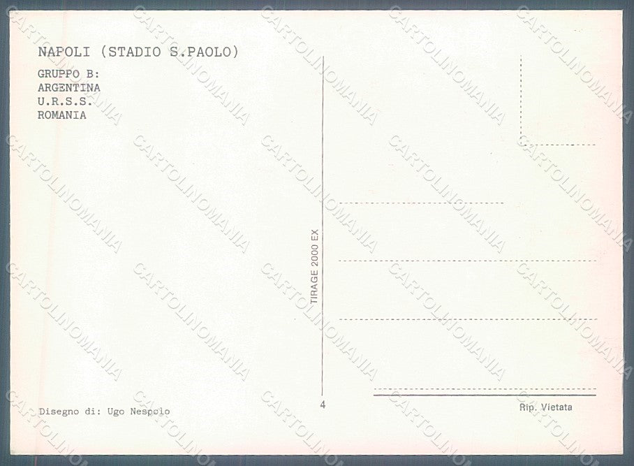 Artist Nespolo Soccer Sport World Cup 1990 Napoli San Paolo Stadium FG pc HR2389 – retro