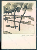 Artist Verossi Futurism Verona Ponte Scaligero ABRADED FG postcard HR2394 – fronte
