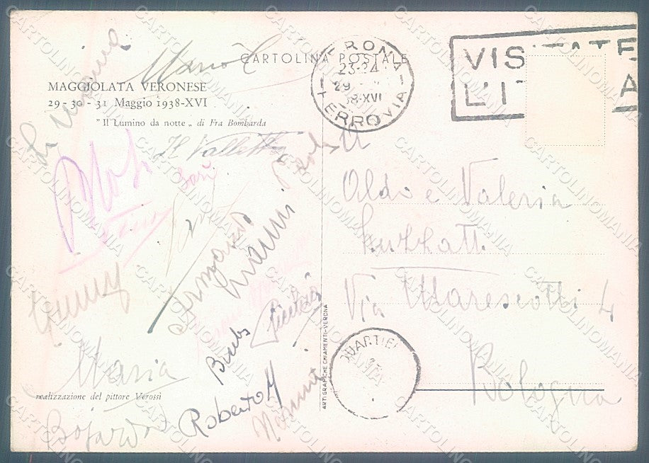 Artist Signed Verossi Futurism Verona Maggiolata 1938 FG postcard HR2396 – retro