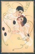 Artist Signed Chiostri Pierrot Lady Art deco serie 225 postcard HR2418 – fronte