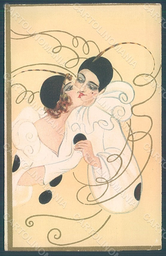 Artist Signed Chiostri Pierrot Lady CORNER CREASE serie 225 postcard HR2421 – fronte