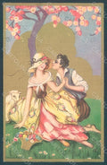 Artist Signed Chiostri Couple Lady Easter Lamb serie 183 postcard HR2435 – fronte