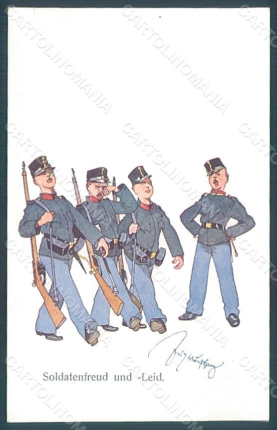Artist Signed Schoenpflug F. Army Soldier B.K.W.I. 722-3 postcard HR2457 – fronte