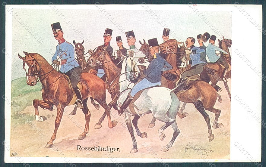 Artist Signed Schoenpflug F. Army Soldier Horse B.K.W.I. 879-6 postcard HR2479 – fronte