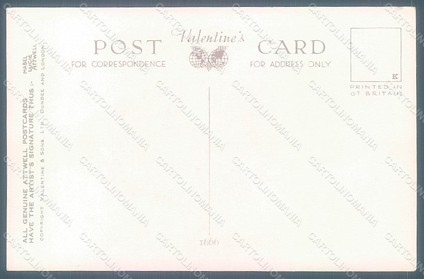 Artist Signed Attwell M. L. Girl Horseshoe Valentine serie 1666 postcard HR2487 – retro