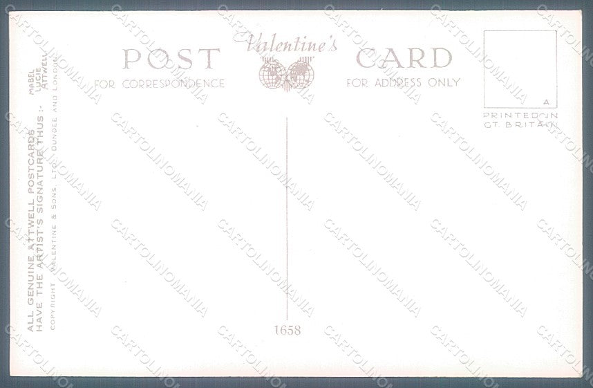 Artist Signed Attwell M. L. Child Girl Valentine serie 1658 postcard HR2493 – retro