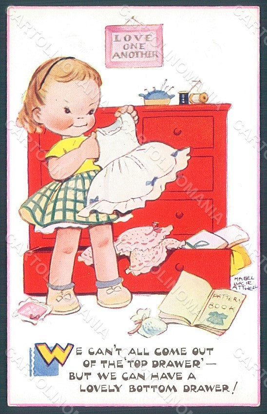 Artist Signed Attwell M. L. Child Girl Valentine serie 5654 postcard HR2494 – fronte