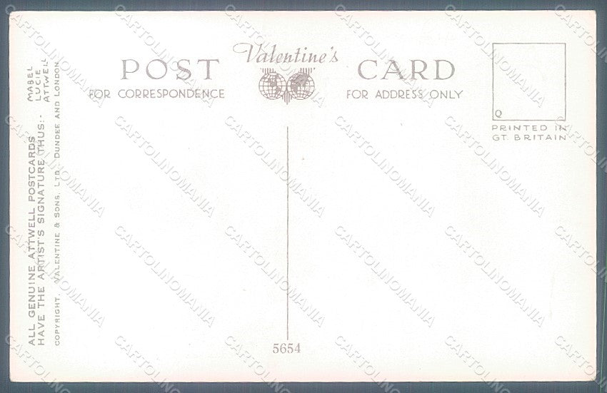 Artist Signed Attwell M. L. Child Girl Valentine serie 5654 postcard HR2494 – retro