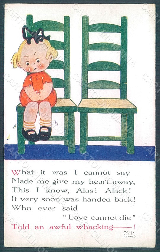 Artist Signed Attwell M. L. Child Girl Valentine serie 1009 postcard HR2498 – fronte