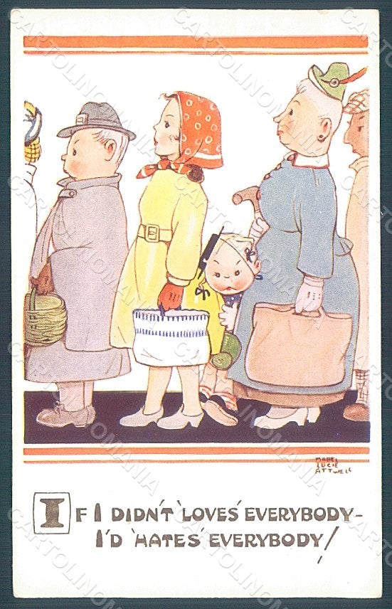 Artist Signed Attwell M. L. Child Girl Valentine serie 1322 postcard HR2499 – fronte