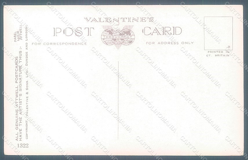 Artist Signed Attwell M. L. Child Girl Valentine serie 1322 postcard HR2499 – retro
