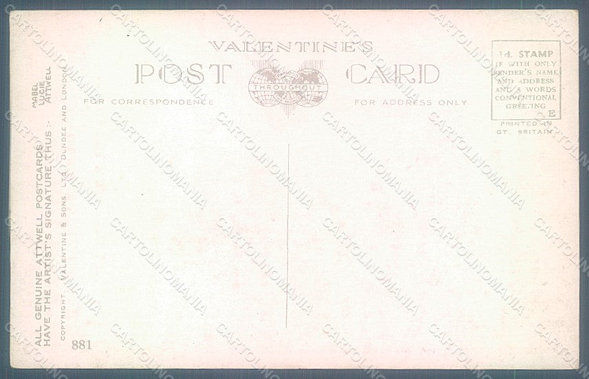 Artist Signed Attwell M. L. Child Valentine serie 881 postcard HR2500 – retro