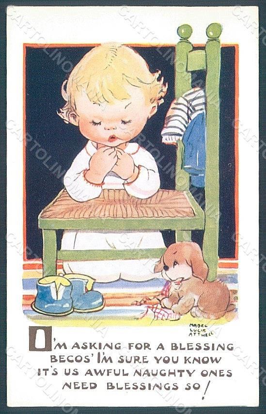 Artist Signed Attwell M. L. Child Girl Dog Valentine serie 5368 postcard HR2501 – fronte