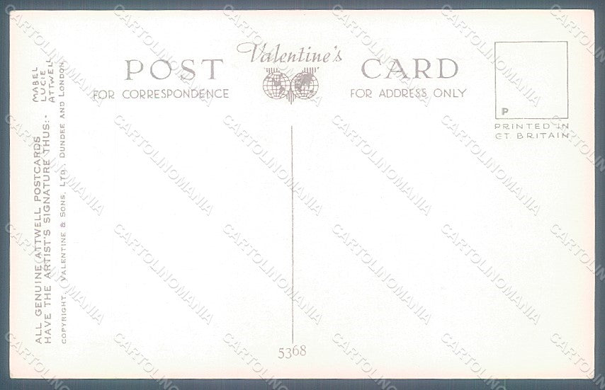 Artist Signed Attwell M. L. Child Girl Dog Valentine serie 5368 postcard HR2501 – retro