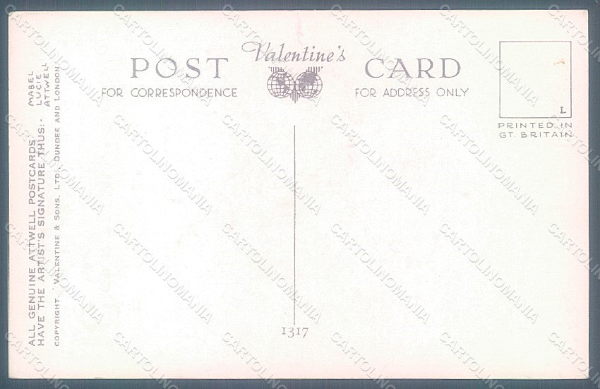 Artist Signed Attwell M. L. Child Valentine serie 1317 postcard HR2502 – retro
