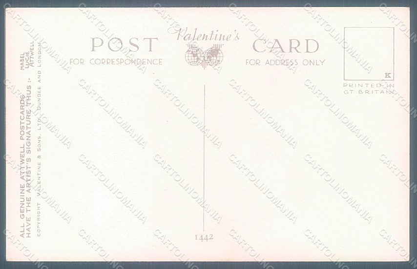 Artist Signed Attwell M. L. Children Valentine serie 1442 postcard HR2503 – retro