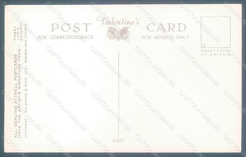 Artist Signed Attwell M. L. Child Girl Cat Valentine serie 5497 postcard HR2504 – retro
