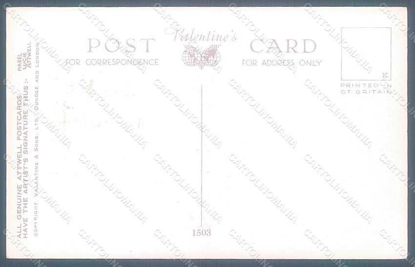 Artist Signed Attwell M. L. Child Girl Doll Valentine serie 1503 postcard HR2506 – retro