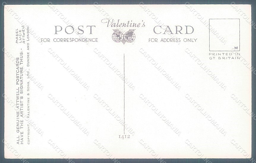 Artist Signed Attwell M. L. Child Girl Bird Valentine serie 1412 postcard HR2508 – retro