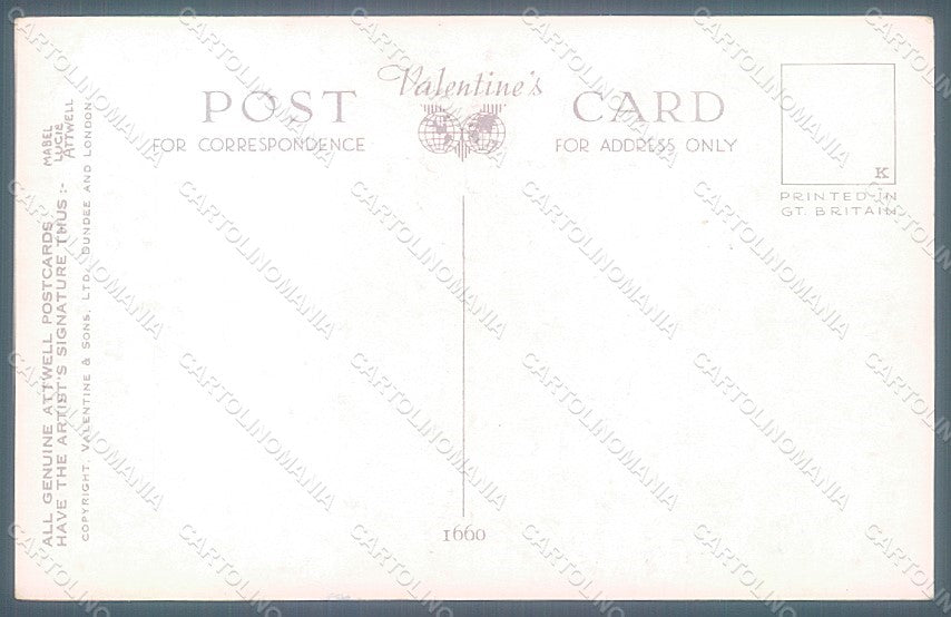 Artist Signed Attwell M. L. Child Girl Dog Valentine serie 1660 postcard HR2510 – retro