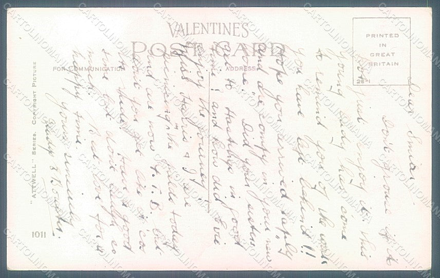 Artist Signed Attwell M. L. Child Girl Valentine serie 1011 postcard HR2511 – retro