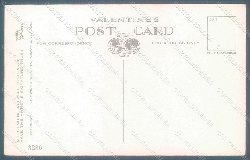 Artist Signed Attwell M. L. Child Boy Dog Valentine serie 3286 postcard HR2513 – retro