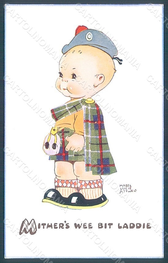 Artist Signed Attwell M. L. Scottish Child Valentine serie 1432 postcard HR2515 – fronte