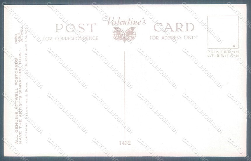 Artist Signed Attwell M. L. Scottish Child Valentine serie 1432 postcard HR2515 – retro
