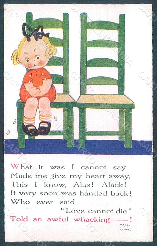 Artist Signed Attwell M. L. Child Girl Valentine serie 1009 postcard HR2516 – fronte