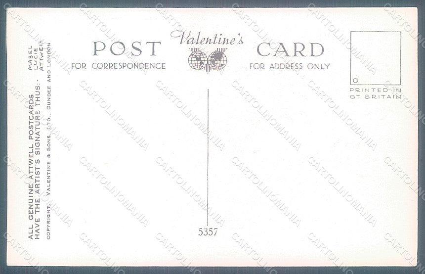 Artist Signed Attwell M. L. Children Valentine serie 5357 postcard HR2517 – retro