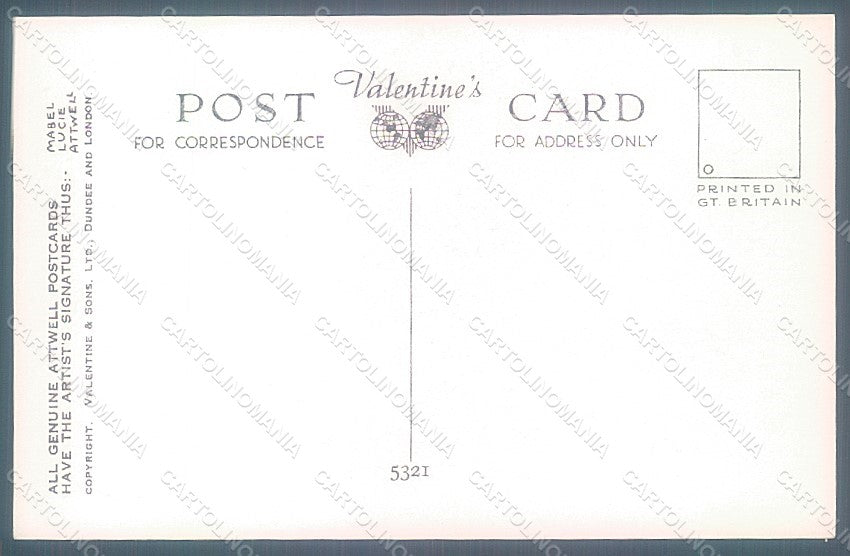 Artist Signed Attwell M. L. Children Valentine serie 5321 postcard HR2519 – retro