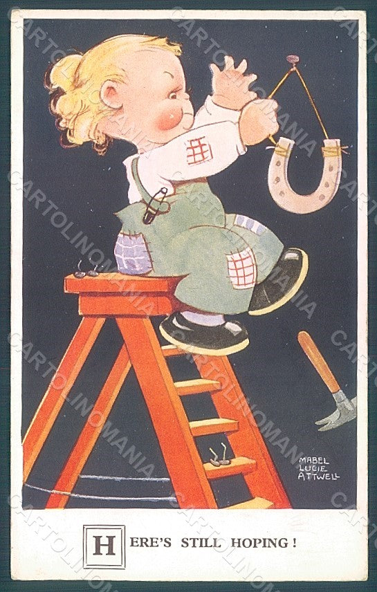 Artist Signed Attwell M. L. Girl Horseshoe Valentine serie 2831 postcard HR2520 – fronte