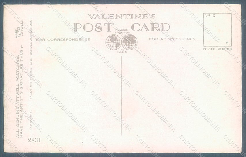Artist Signed Attwell M. L. Girl Horseshoe Valentine serie 2831 postcard HR2520 – retro